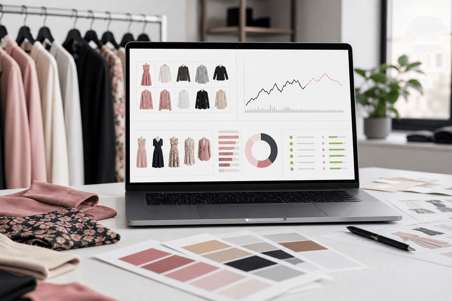 Inventory analytics showing boutique sales and stock trends